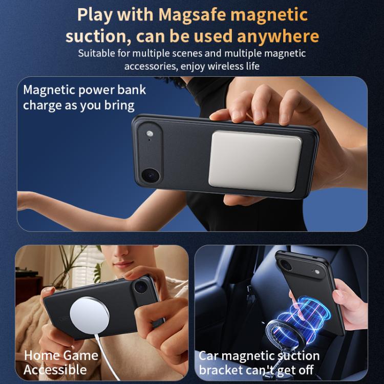 For iPhone Air Plain Leather MagSafe Shockproof Phone Case(Gray) - iPhone Air Cases by buy2fix | Online Shopping UK | buy2fix