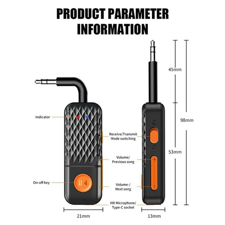 T90 Wireless Audio Transmitter Receiver AUX 3.5mm Car Bluetooth Adapter - Bluetooth Adapters by buy2fix | Online Shopping UK | buy2fix