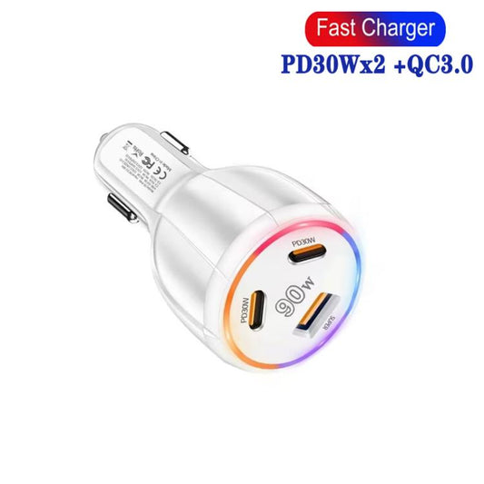 PD30W x 2 and QC 30W Multi Port Car Charger for Mobile phones / Tablets(White) - Car Charger by buy2fix | Online Shopping UK | buy2fix