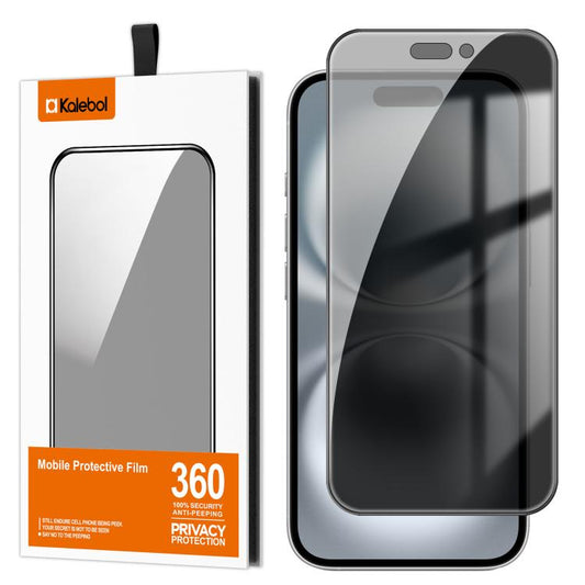 For iPhone 16 Kalebol High-Aluminum Screen-Printed Full-Coverage Black-Border Privacy Tempered Glass Film - iPhone 16 Tempered Glass by Kalebol | Online Shopping UK | buy2fix