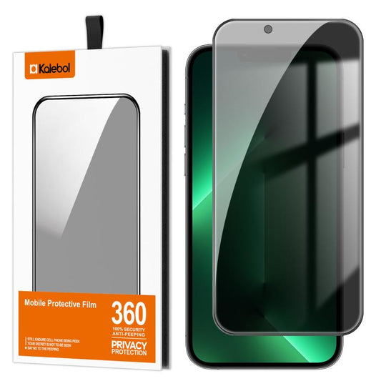 For iPhone 13 Pro Kalebol High-Aluminum Screen-Printed Full-Coverage Black-Border Privacy Tempered Glass Film - iPhone 13 Pro Tempered Glass by Kalebol | Online Shopping UK | buy2fix