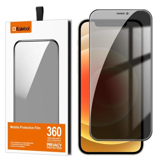For iPhone 12 Kalebol High-Aluminum Screen-Printed Full-Coverage Black-Border Privacy Tempered Glass Film - iPhone 12 / 12 Pro Tempered Glass by Kalebol | Online Shopping UK | buy2fix