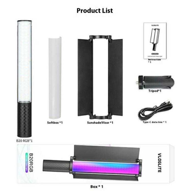 VLOGLITE B20RGB Magnetic LED Fill Light Handheld 20 Modes RGB Photography Light Stick - by buy2fix | Online Shopping UK | buy2fix