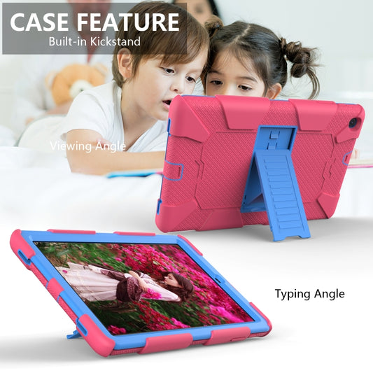 Shockproof Two-Color Silicone Protection Case with Holder for Galaxy Tab A 10.1 (2019) / T510(Hot Pink+Blue) - Tab A 10.1 (2019) T510 / T515 by buy2fix | Online Shopping UK | buy2fix