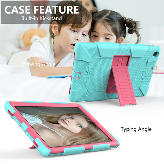Shockproof Two-Color Silicone Protection Case with Holder for Galaxy Tab A 10.1 (2019) / T510(Aqua+Hot Pink) - Tab A 10.1 (2019) T510 / T515 by buy2fix | Online Shopping UK | buy2fix