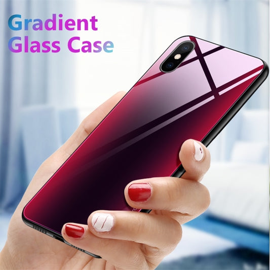 For iPhone X / XS Mocolo Gradient Color Glass Phone Case (Dark Red Black) - More iPhone Cases by mocolo | Online Shopping UK | buy2fix