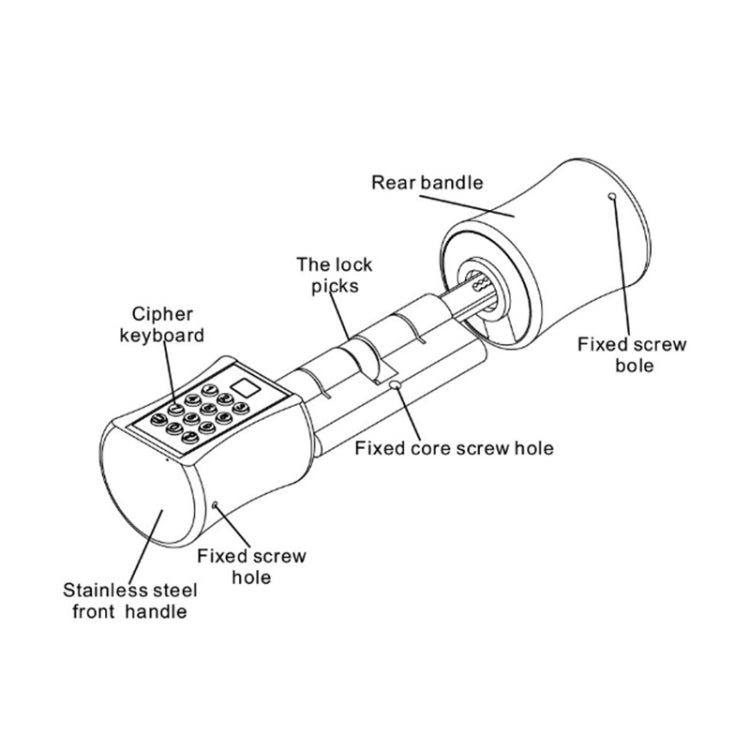 60+40mm Office Home Value Fingerprint Password Smart Lock Core Password Lock Only LockLock Home Security Door Lock(Silver) by buy2fix