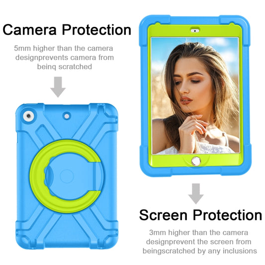 For iPad 10.2 EVA + PC Flat Protective Shell with 360 ° Rotating Bracket(Blue+Grass Green) - iPad 10.2 Cases by buy2fix | Online Shopping UK | buy2fix