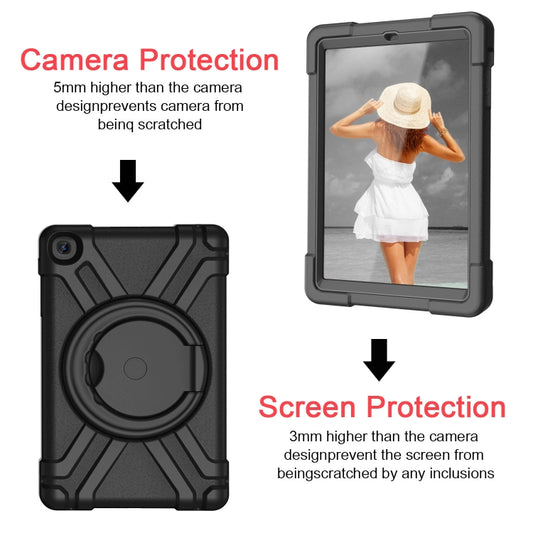 For Galaxy Tab A 10.1 (2019) EVA + PC Flat Protective Shell with 360 Degree Rotating Bracket(Black+Black) - Tab A 10.1 (2019) T510 / T515 by buy2fix | Online Shopping UK | buy2fix