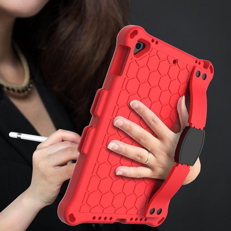 For iPad Air / Air 2 / Pro 9.7 / iPad 9.7 (2017) / iPad 9.7 (2018) Honeycomb Design EVA + PC Four Corner Shockproof Protective Case with Straps(Red+Black) - iPad 9.7 (2018) & (2017) Cases by buy2fix | Online Shopping UK | buy2fix