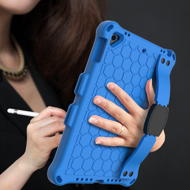 For iPad Air / Air 2 / Pro 9.7 / iPad 9.7 (2017) / iPad 9.7 (2018) Honeycomb Design EVA + PC Four Corner Shockproof Protective Case with Straps(Blue+Black) - iPad 9.7 (2018) & (2017) Cases by buy2fix | Online Shopping UK | buy2fix