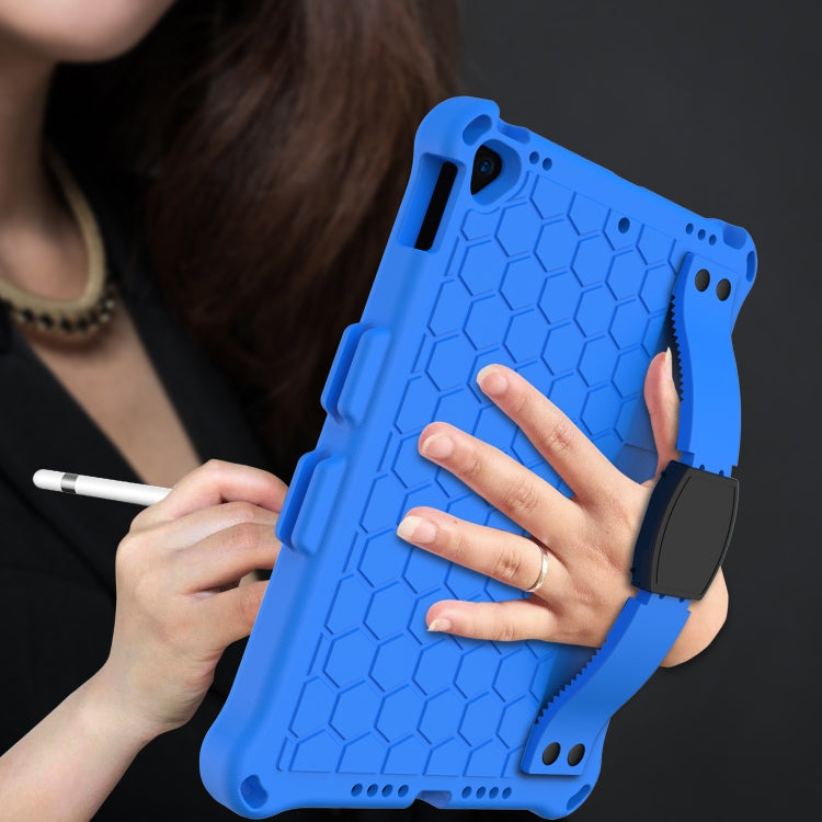 For iPad 10.2 Honeycomb Design EVA + PC Four Corner Shockproof Protective Case with Straps(Blue+Black) - iPad 10.2 Cases by buy2fix | Online Shopping UK | buy2fix