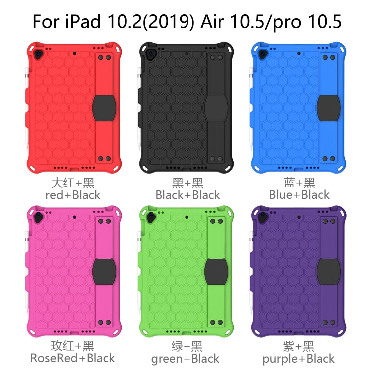 For iPad Pro 10.5 Honeycomb Design EVA + PC Four Corner Anti Falling Flat Protective Shell With Straps(Black+Black) - iPad Pro 10.5 inch Cases by buy2fix | Online Shopping UK | buy2fix