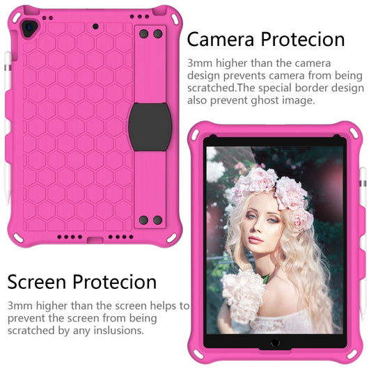 For iPad Pro 10.5 Honeycomb Design EVA + PC Four Corner Anti Falling Flat Protective Shell With Straps(RoseRed+Black) - iPad Pro 10.5 inch Cases by buy2fix | Online Shopping UK | buy2fix