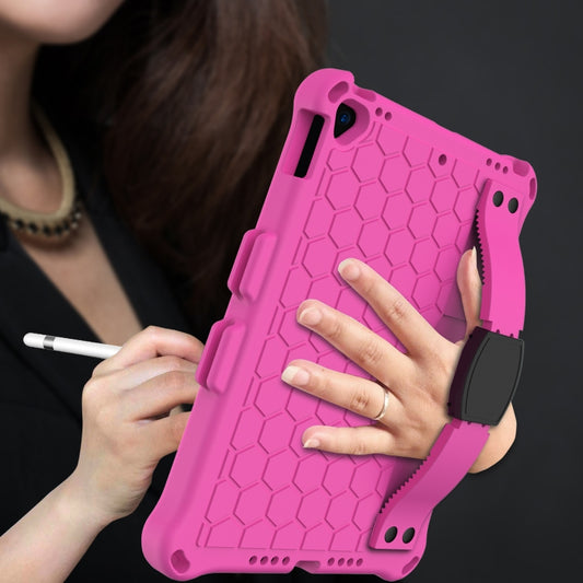 For iPad Air 2019 10.5 Honeycomb Design EVA + PC Four Corner Anti Falling Flat Protective Shell With Straps(RoseRed+Black) - iPad Air (2019) Cases by buy2fix | Online Shopping UK | buy2fix
