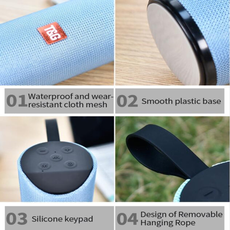 T&G TG113 Portable Bluetooth Speakers Waterproof Stereo Outdoor Loudspeaker MP3 Bass Sound Box with FM Radio(Gray) by T&G