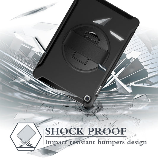 For iPad 10.5 / Air 10.5 360 Degree Rotation PC + Silicone Protective Case with Holder & Hand-strap(Dark Blue) - iPad 10.2 Cases by buy2fix | Online Shopping UK | buy2fix