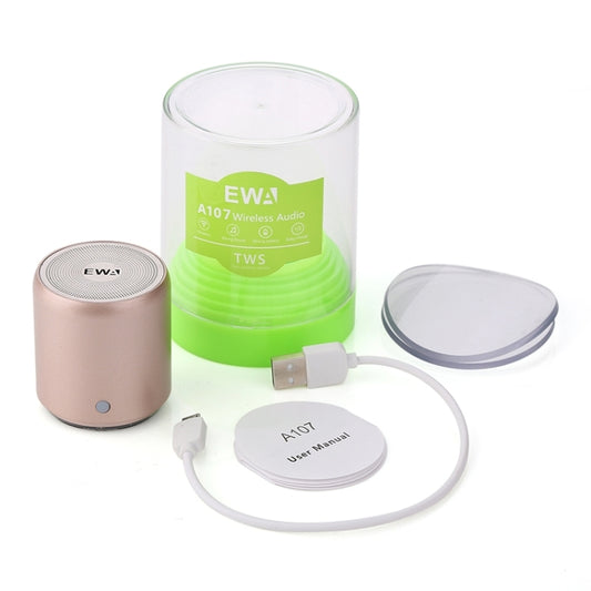 EWA A107 TWS Portable Super Mini Subwoofer Waterproof Bluetooth Speaker(Gold) - Mini Speaker by EWA | Online Shopping UK | buy2fix