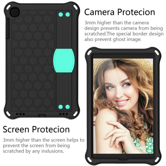 For iPad mini 5 / 4 / 3 / 2 /1 Honeycomb Design EVA + PC Four Corner Anti Falling Flat Protective Shell With Straps(Black+Aqua) - iPad Mini 4 & 3 & 2 & 1 Cases by buy2fix | Online Shopping UK | buy2fix