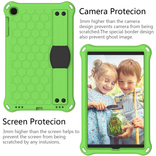 For iPad mini 5 / 4 / 3 / 2 /1 Honeycomb Design EVA + PC Four Corner Anti Falling Flat Protective Shell With Straps(Green+Black) - iPad Mini 4 & 3 & 2 & 1 Cases by buy2fix | Online Shopping UK | buy2fix