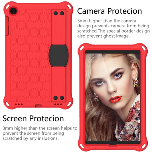 For iPad mini 5 / 4 / 3 / 2 /1 Honeycomb Design EVA + PC Four Corner Anti Falling Flat Protective Shell With Straps(Red+Black) - iPad Mini 4 & 3 & 2 & 1 Cases by buy2fix | Online Shopping UK | buy2fix