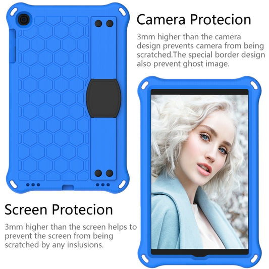 For iPad mini 5 / 4 / 3 / 2 /1 Honeycomb Design EVA + PC Four Corner Anti Falling Flat Protective Shell With Straps(Blue+Black) - iPad Mini 4 & 3 & 2 & 1 Cases by buy2fix | Online Shopping UK | buy2fix