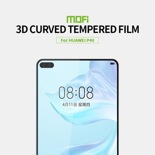 For Huawei P40 MOFI 9H 3D Explosion-proof Curved Screen Tempered Glass Film(Black) by MOFI