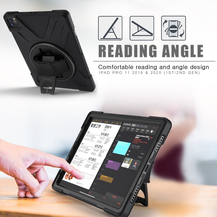 For iPad Pro 11 2022 / 2020 360 Degree Rotation PC + Silicone Protective Tablet Case with Holder & Hand-strap(Dark Blue) - iPad Pro 11 (2022/2021) Cases by buy2fix | Online Shopping UK | buy2fix