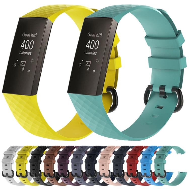 Diamond Pattern Silicone Watch Band for Fitbit Charge 3 Small Size:190*18mm(White) by buy2fix