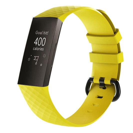 Diamond Pattern Silicone Watch Band for Fitbit Charge 4 Small Size:190*18mm(Yellow) by buy2fix