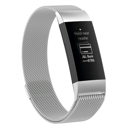 Stainless Steel Magnet Watch Band for FITBIT Charge 4 / 3 ,Small Size: 190x18mm(Silver) by buy2fix