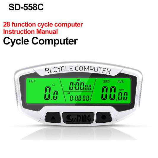 SUNDING SD-558C Bicycle Computer Wireless Digital LCD Backlight Road Speedometer Stopwatch Speedometer by SUNDING