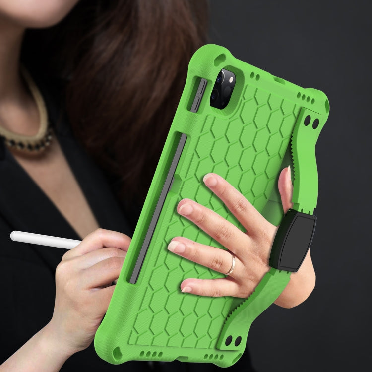 For iPad Pro 11 2020 Honeycomb Design EVA + PC Four Corner Anti Falling Flat Protective Shell With Straps(Green+Black) - iPad Pro 11 (2020) Cases by buy2fix | Online Shopping UK | buy2fix