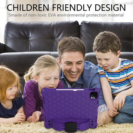 For iPad Pro 11 2020 Honeycomb Design EVA + PC Four Corner Anti Falling Flat Protective Shell With Straps(Purple+Black) - iPad Pro 11 (2020) Cases by buy2fix | Online Shopping UK | buy2fix