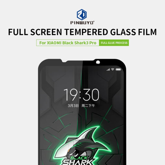 For Xiaomi Black shark3 pro PINWUYO 9H 2.5D Full Screen Tempered Glass Film(Black) by PINWUYO