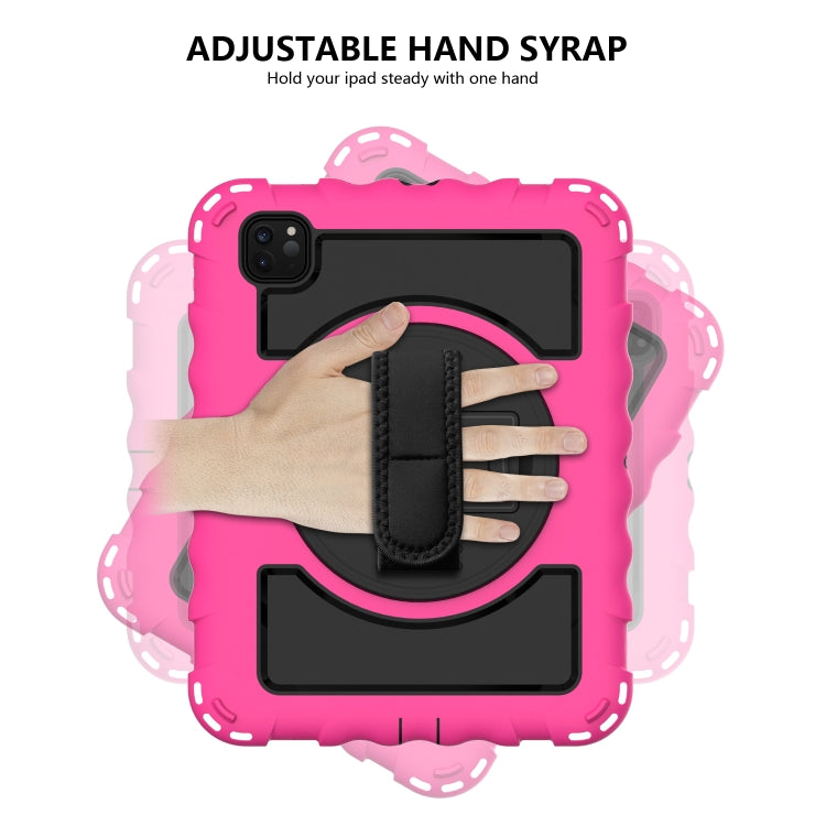 For iPad Pro 11 (2020) PC + Silicone Shockproof Combination Tablet Case with 360 Degree Rotating Holder & Handle(Hot Pink) - iPad Pro 11 (2020) Cases by buy2fix | Online Shopping UK | buy2fix
