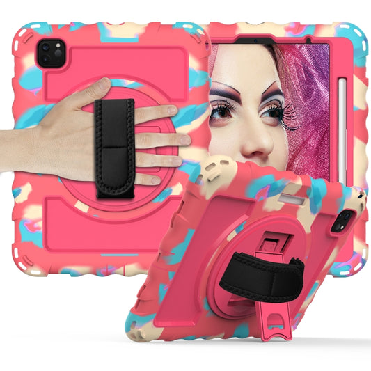 For iPad Pro 11 (2020) PC + Silicone Shockproof Combination Tablet Case with 360 Degree Rotating Holder & Handle(Colorful+Hot Pink) - iPad Pro 11 (2020) Cases by buy2fix | Online Shopping UK | buy2fix