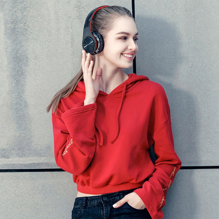 B7 Wireless Bluetooth Headset Foldable Headphone Adjustable Earphones with Microphone(Black Red) by buy2fix