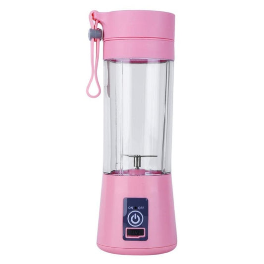 USB Rechargeable Electric Automatic Vegetable Fruit Citrus Orange Juice Maker Cup Mixer Bottle (380ML)(2 Blades Pink) by buy2fix