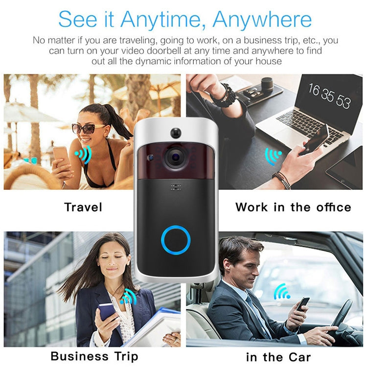 V5 Smart Phone Call Visual Recording Video Doorbell Night Vision Wireless WiFi Security Home Monitor Intercom Door Bell, Standard(Black) by buy2fix