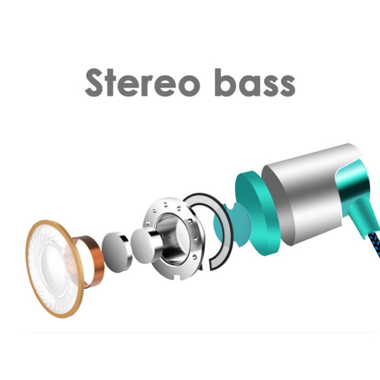 Metal Wired Earphone Super Bass Sound Headphones In-Ear Sport Headset with Mic for Xiaomi Samsung Huawei(Green) by buy2fix
