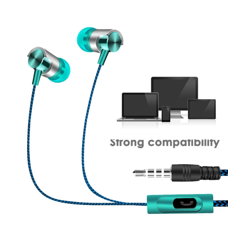 Metal Wired Earphone Super Bass Sound Headphones In-Ear Sport Headset with Mic for Xiaomi Samsung Huawei(Green) by buy2fix