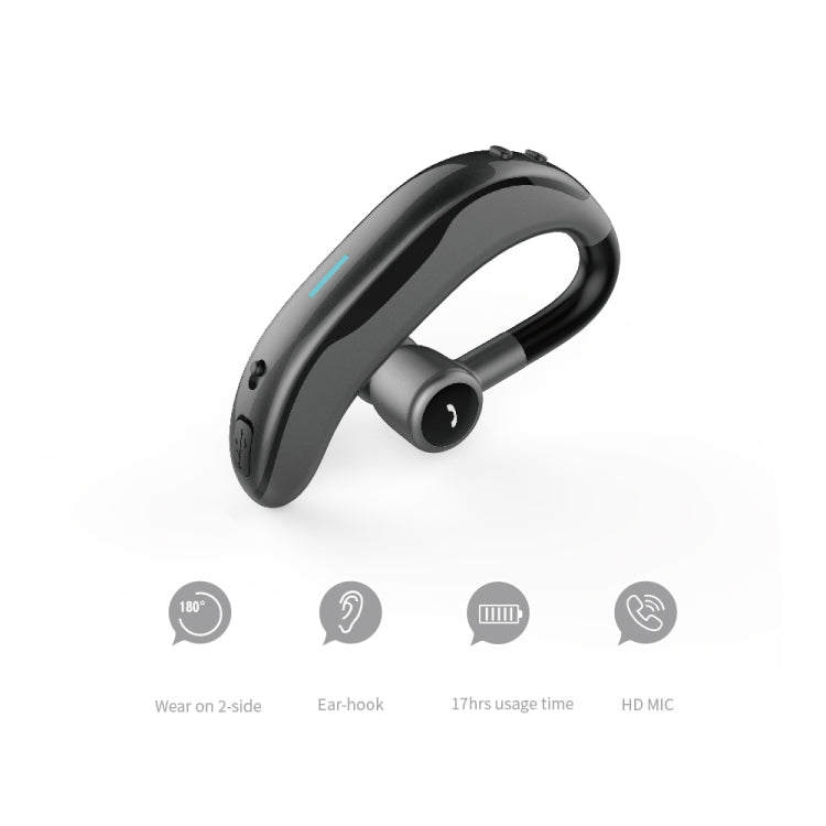 Car Handfree Wireless Ear-hook Bluetooth Earphone with Microphone(Black Green) by buy2fix