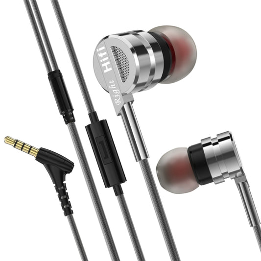 Earphone Headphones D05 Metal Stereo Headset with Mic Earphones Noise Cancelling auriculares Earbud for phone Xiaomi Music(Silver Grey) by buy2fix