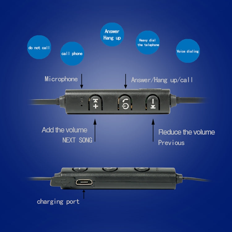 AiWei BT-01 Wireless Bluetooth Earphone with Microphone Hook Sports Earphone(Black) by AiWei
