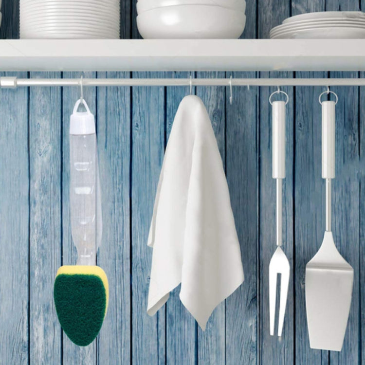 Kitchen Plastic Long Handle Cleaning Brush Automatic Adding Liquid Brush Removable Sponge Brush(With 2pcs Head) by buy2fix
