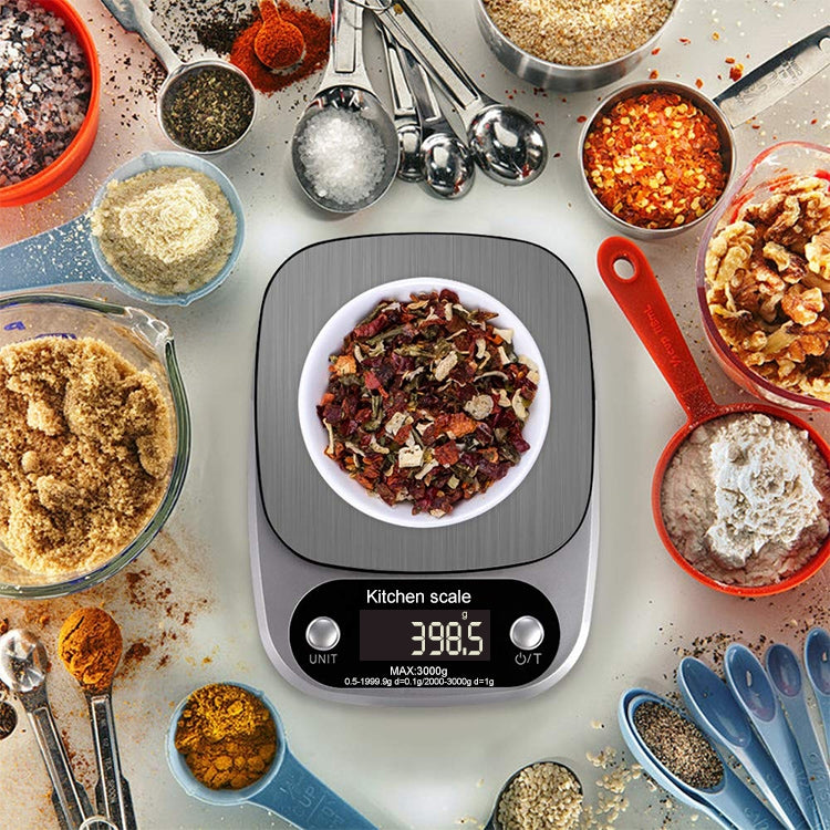 BOH-C305 Kitchen Stainless Steel LCD Electronic Scale, Specification: 3kg/0.1g by buy2fix