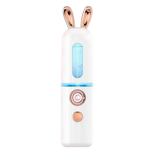 Facial Steamer Nano Spray Water Replenishing Instrument Portable Cold Spray Machine Charging Beauty Instrument Automatic Alcohol Sprayer, Style:Cute Rabbit(White) by buy2fix
