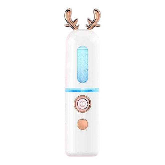 Facial Steamer Nano Spray Water Replenishing Instrument Portable Cold Spray Machine Charging Beauty Instrument Automatic Alcohol Sprayer, Style:Cute Deer(White) by buy2fix