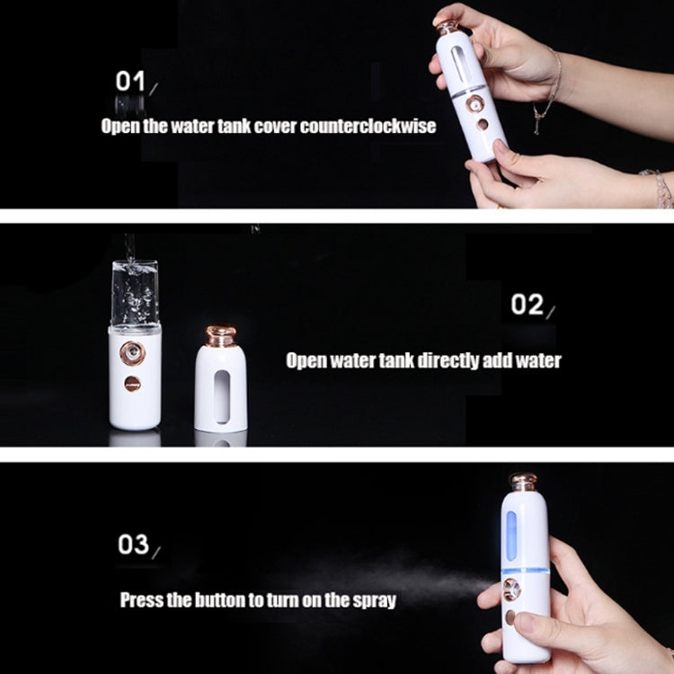 Facial Steamer Nano Spray Water Replenishing Instrument Portable Cold Spray Machine Charging Beauty Instrument Automatic Alcohol Sprayer, Style:Crown(Pink) by buy2fix